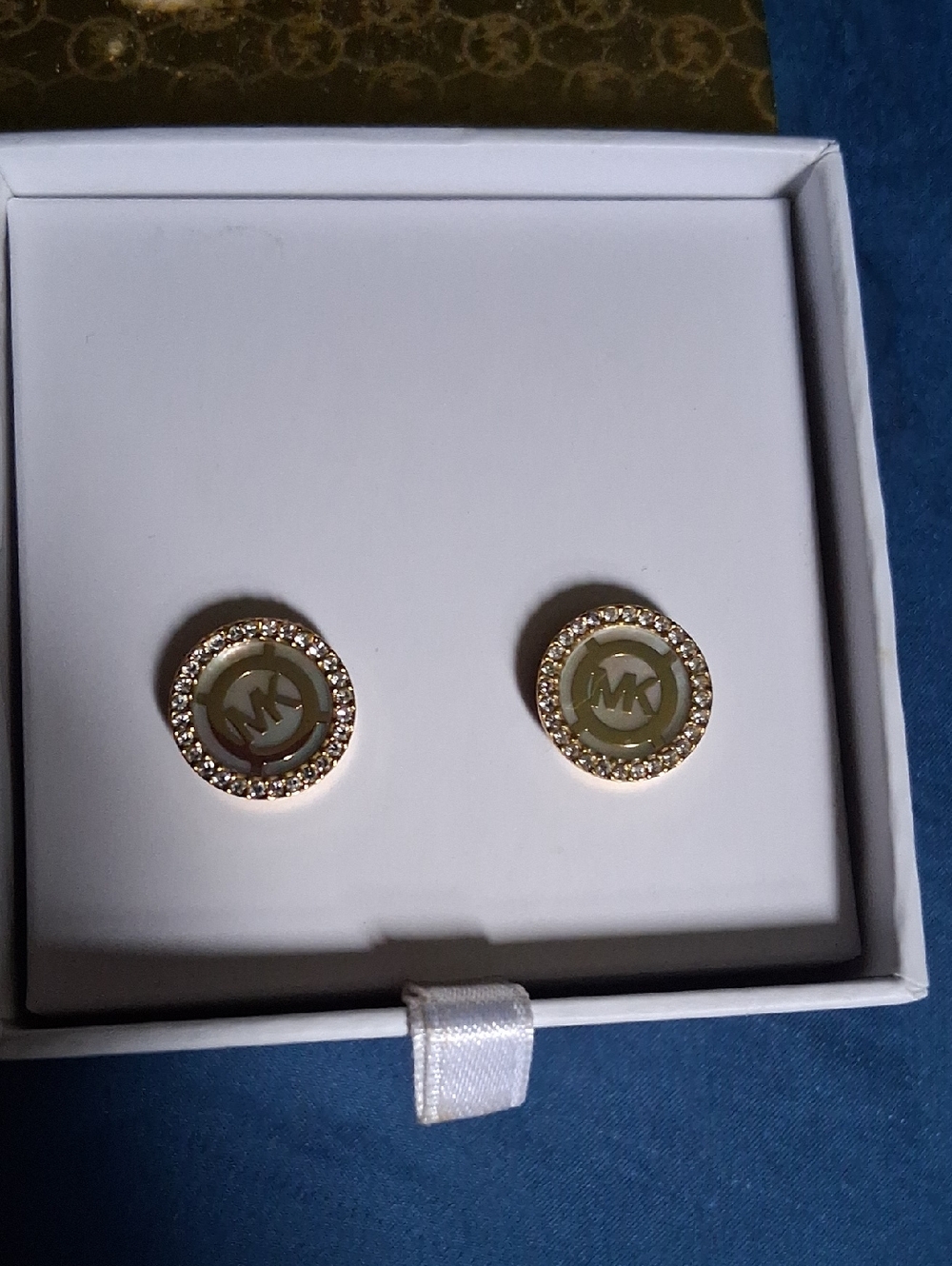 Michael Kors Gold Logo Crystal Halo Stud Earrings